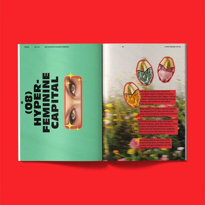 STRATA Vol 001 interior spread — editorial photography and typography on cultural aesthetics